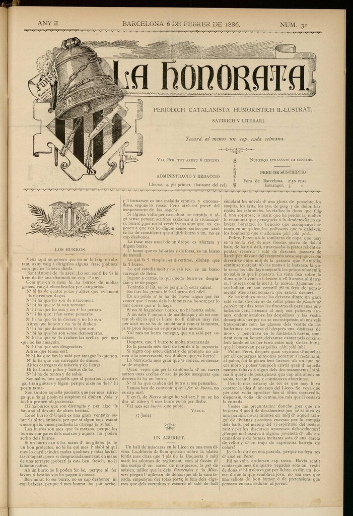 Miniatura de La Honorata del 6 de febrero de 1886