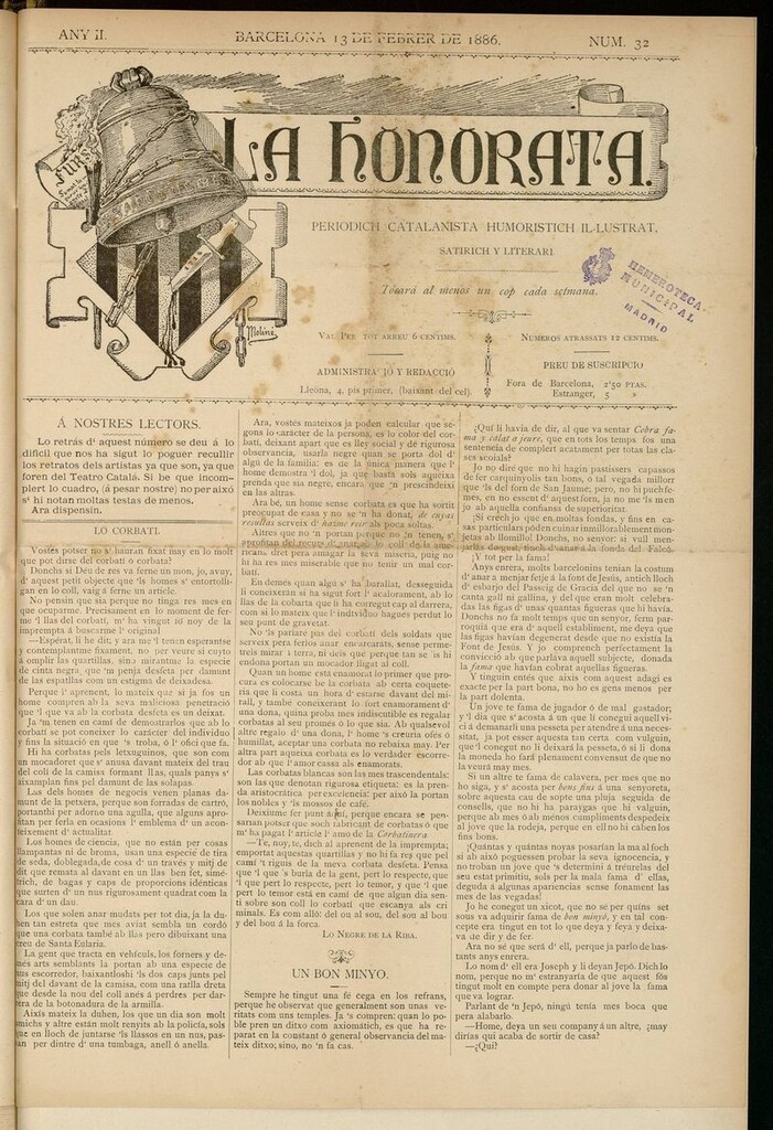 Miniatura de La Honorata del 13 de febrero de 1886