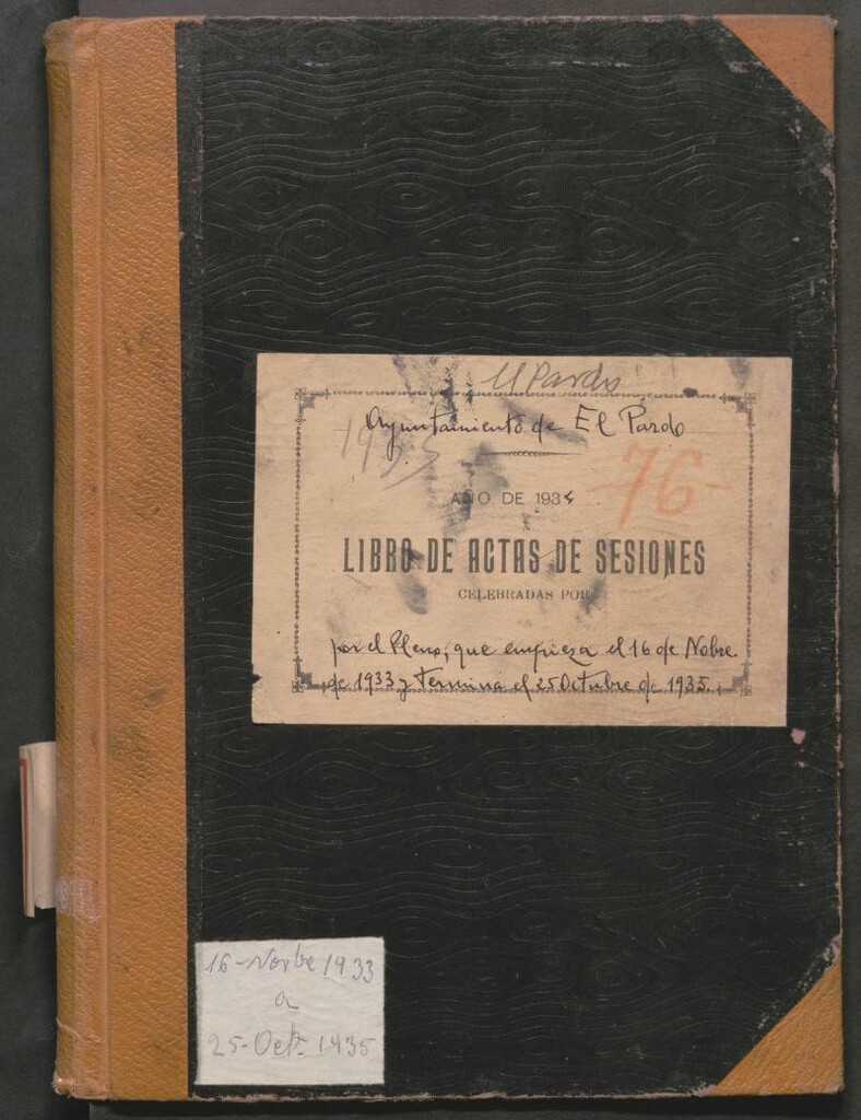 Miniatura de Actas y acuerdos del ayuntamiento de El Pardo de 1933-1935. Libro 250.