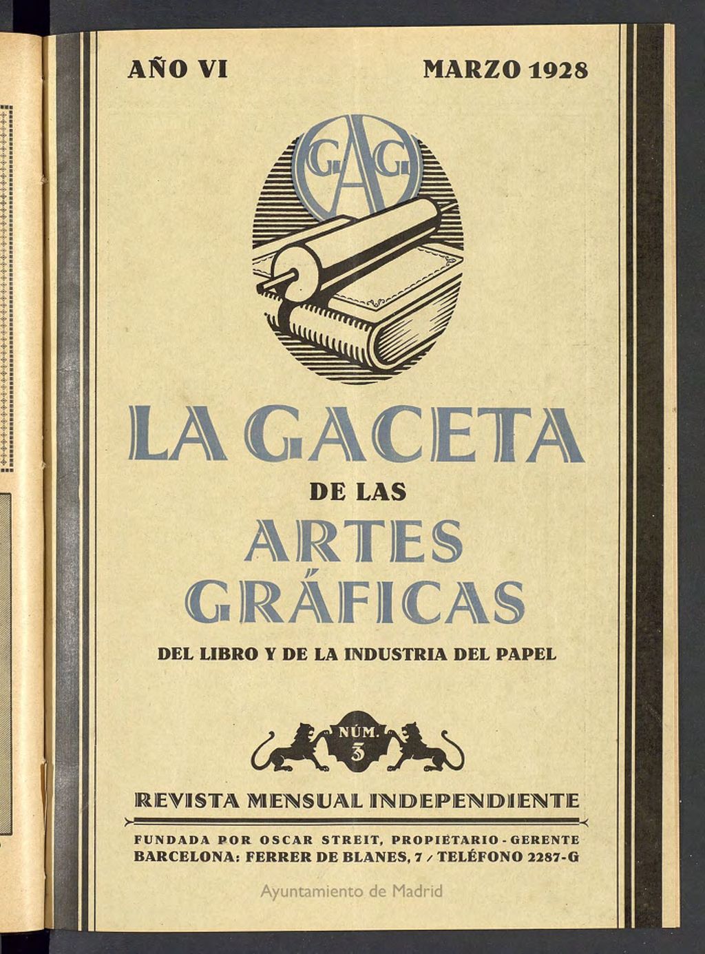 Miniatura de La gaceta de las artes gráficas del libro y de la industria del papel. Marzo 1928