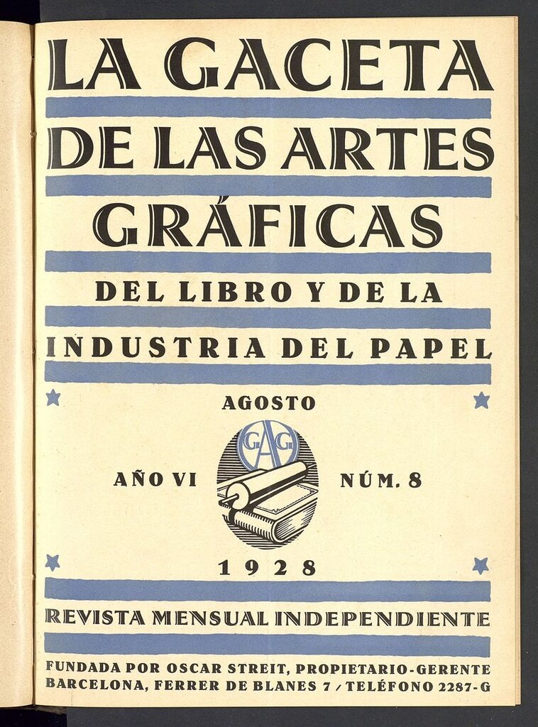 Miniatura de La gaceta de las artes gráficas del libro y de la industria del papel. Agosto 1928