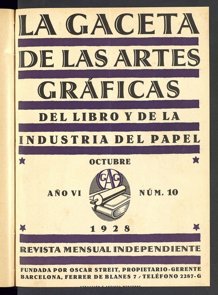 Miniatura de La gaceta de las artes gráficas del libro y de la industria del papel. Octubre 1928