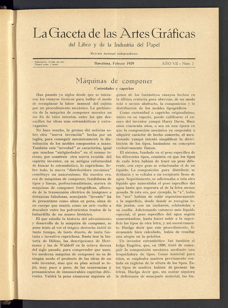Miniatura de La gaceta de las artes gráficas del libro y de la industria del papel. Febrero 1929