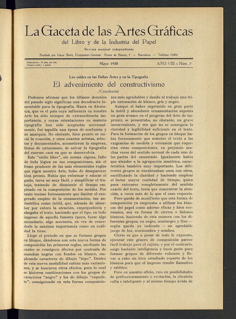 Miniatura de La gaceta de las artes gráficas del libro y de la industria del papel. Mayo 1930