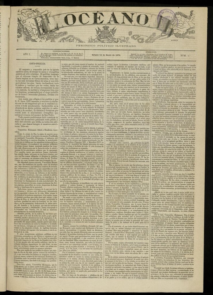 Miniatura de El Océano: periódico político ilustrado del 18 de enero de 1879, nº 5