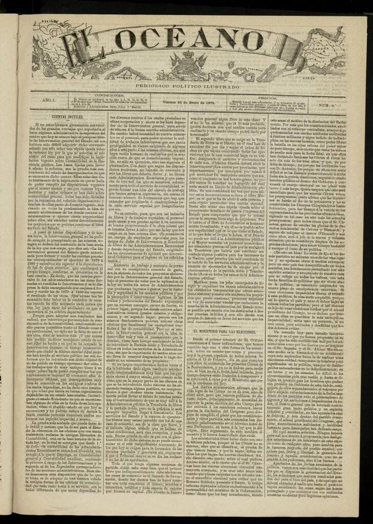 Miniatura de El Océano: periódico político ilustrado del 31 de enero de 1879, nº 8