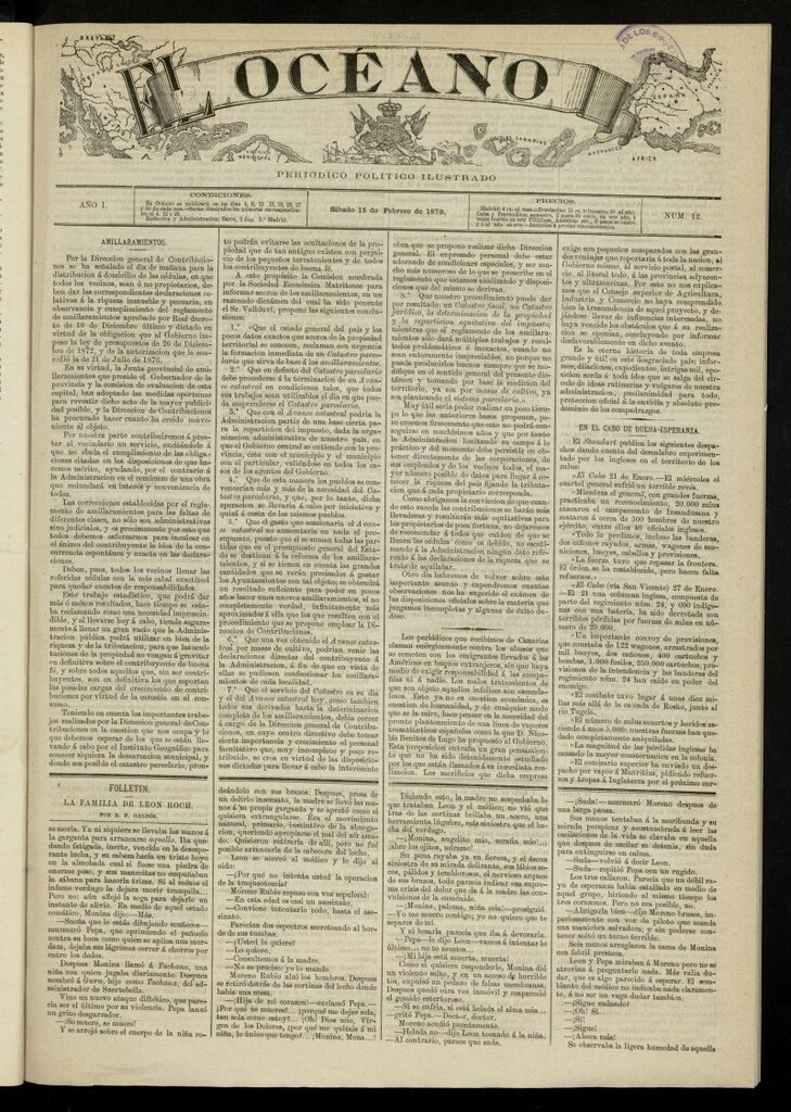 Miniatura de El Océano: periódico político ilustrado del 15 de febrero de 1879, nº 12