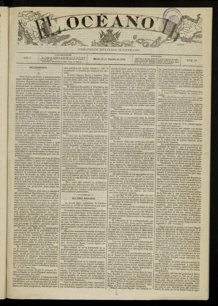 Miniatura de El Océano: periódico político ilustrado del 18 de febrero de 1879, nº 13