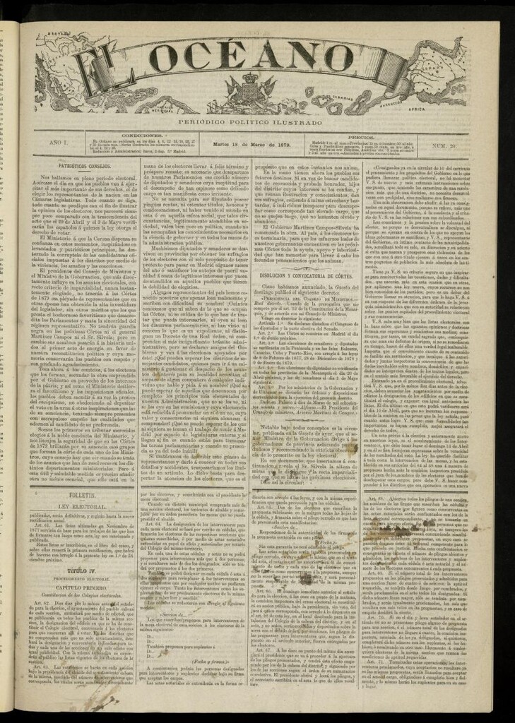 Miniatura de El Océano: periódico político ilustrado del 18 de marzo de 1879, nº 20