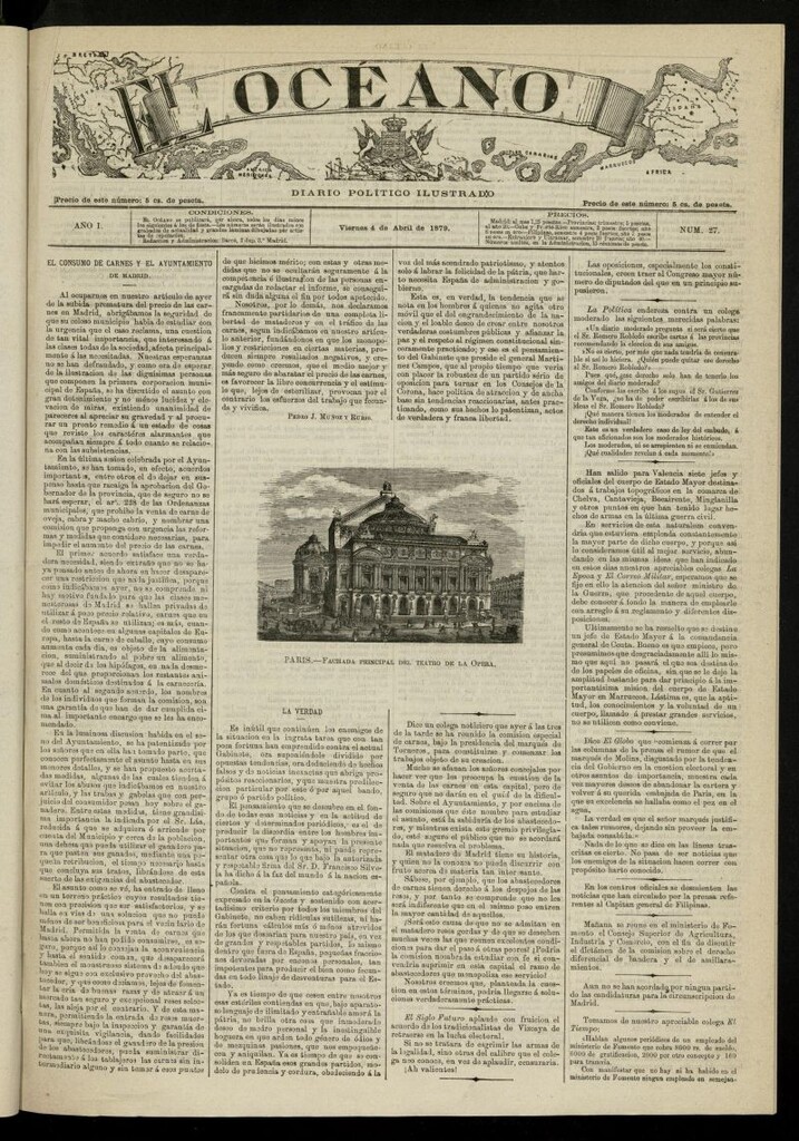 Miniatura de El Océano: periódico político ilustrado del 4 de abril de 1879, nº 27