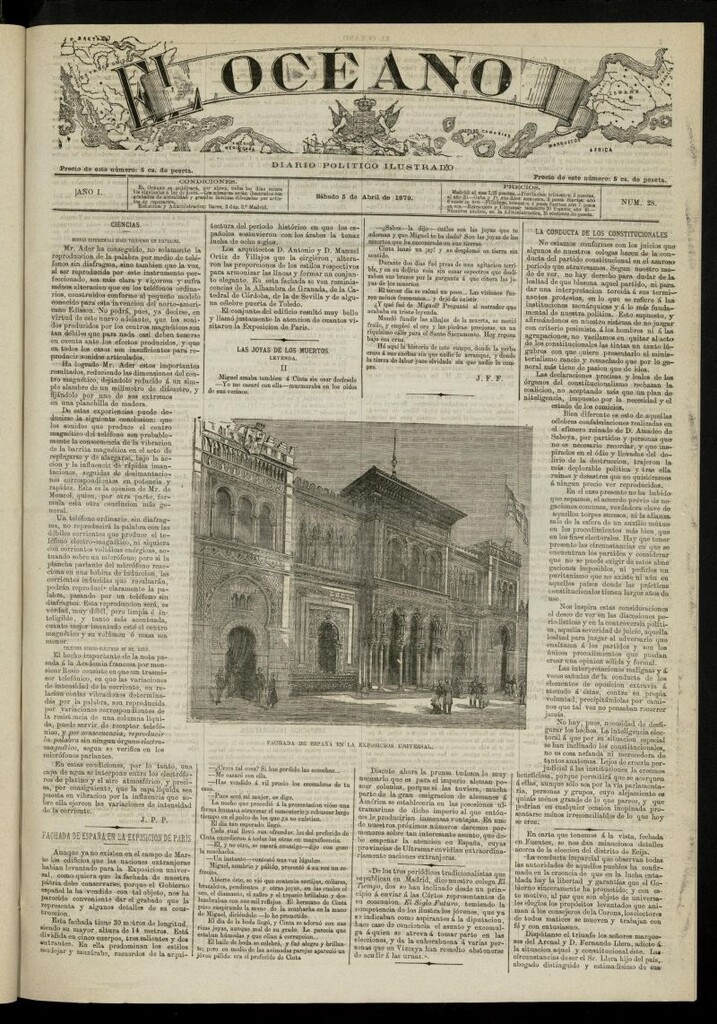 Miniatura de El Océano: periódico político ilustrado del 5 de abril de 1879, nº 28