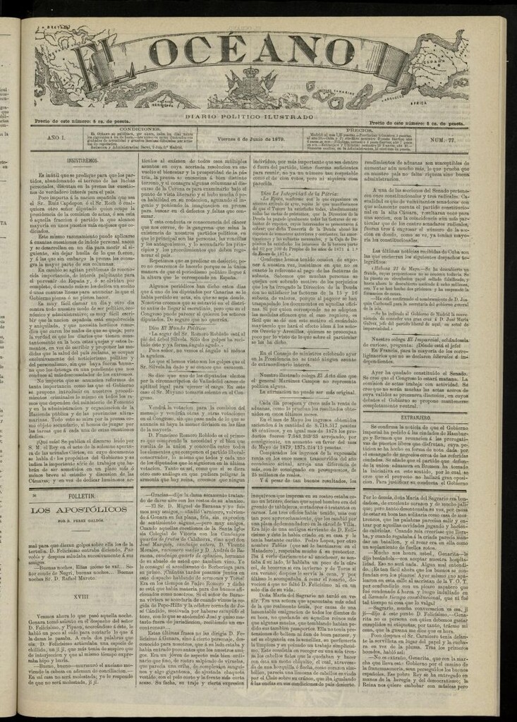 Miniatura de El Océano: periódico político ilustrado del 6 de junio de 1879, nº 77