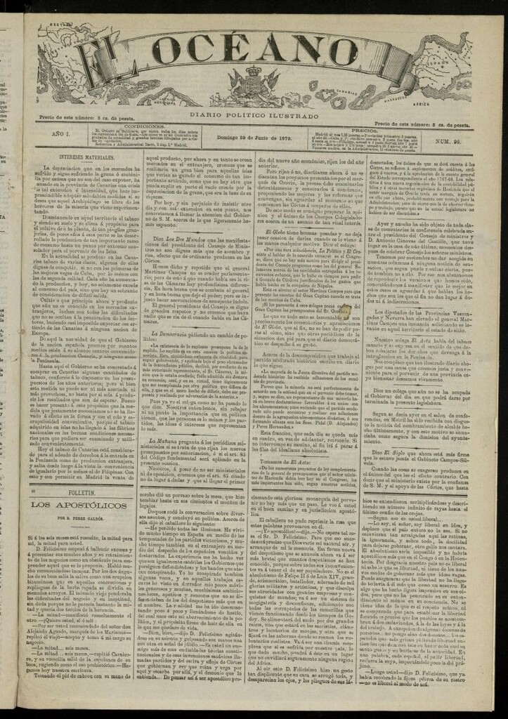 Miniatura de El Océano: periódico político ilustrado del 29 de junio de 1879, nº 96