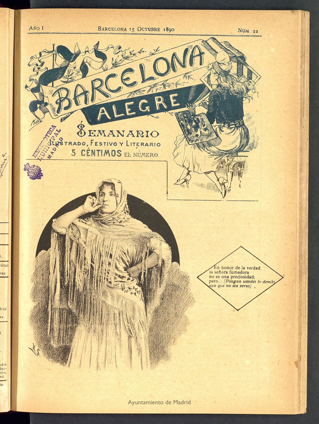 Miniatura de Barcelona Alegre: semanario ilustrado, festivo y literario del 15 de octubre de 1890, nº 22