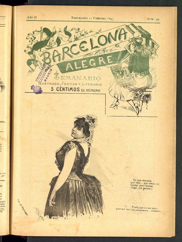 Miniatura de Barcelona Alegre: semanario ilustrado, festivo y literario del 11 de febrero de 1891, nº 39