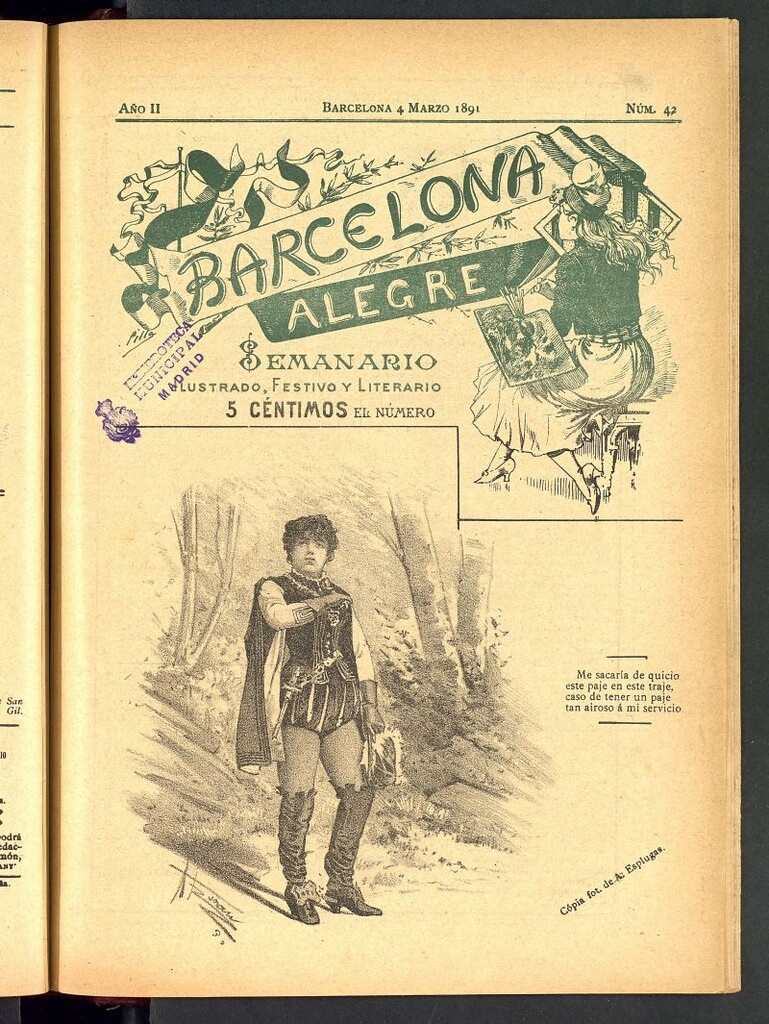 Miniatura de Barcelona Alegre: semanario ilustrado, festivo y literario del 4 de marzo de 1891, nº 42