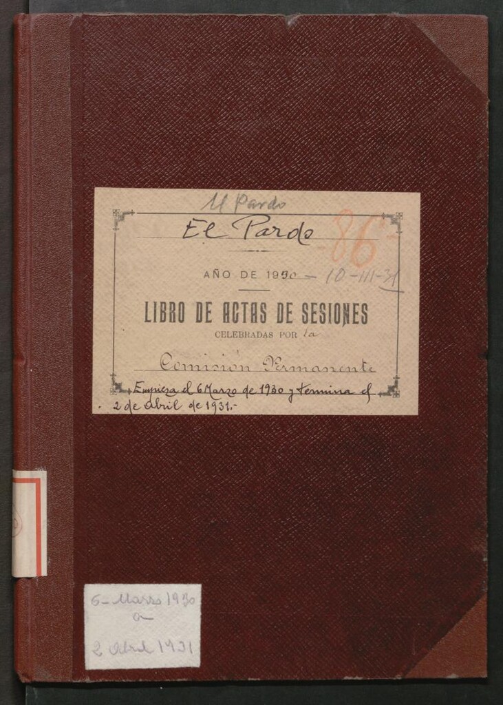 Miniatura de Actas y acuerdos del ayuntamiento de El Pardo de 1930-1931. Libro 260.