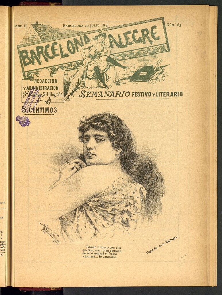 Miniatura de Barcelona Alegre: semanario ilustrado, festivo y literario del del 29 de julio de 1891, nº 63
