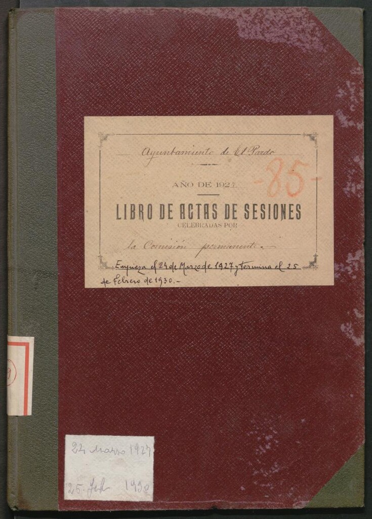 Miniatura de Actas y acuerdos del ayuntamiento de El Pardo de 1927-1930. Libro 259.