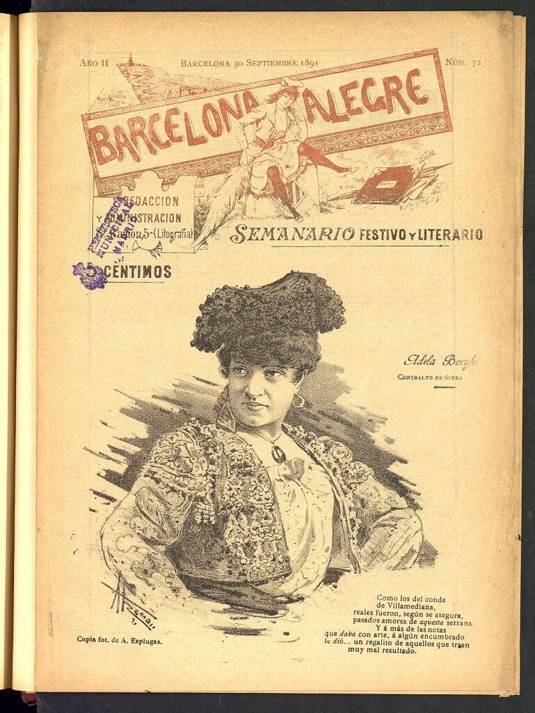 Miniatura de Barcelona Alegre: semanario ilustrado, festivo y literario del del 30 de septiembre de 1891, nº 72