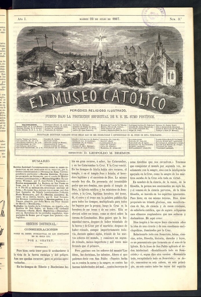 Miniatura de El Museo Católico: periódico religioso ilustrado del 23 de julio de 1867, nº 3