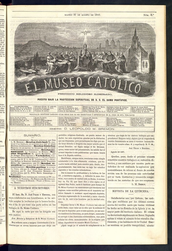 Miniatura de El Museo Católico: periódico religioso ilustrado del 31 de agosto de 1867, nº 6