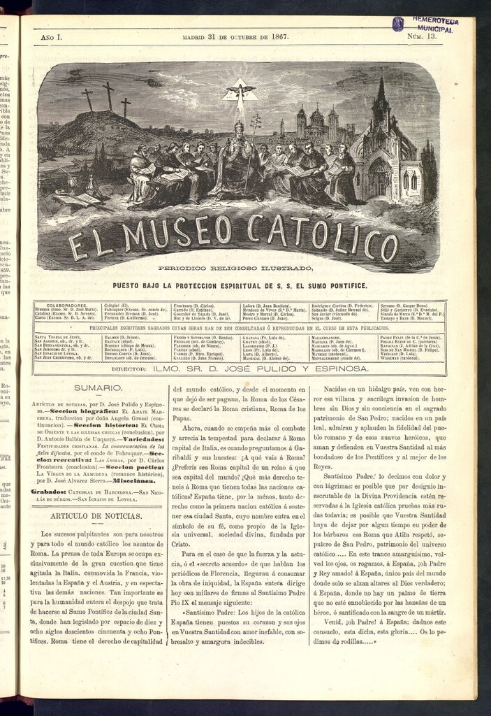 Miniatura de El Museo Católico: periódico religioso ilustrado del 31 de octubre de 1867, nº13