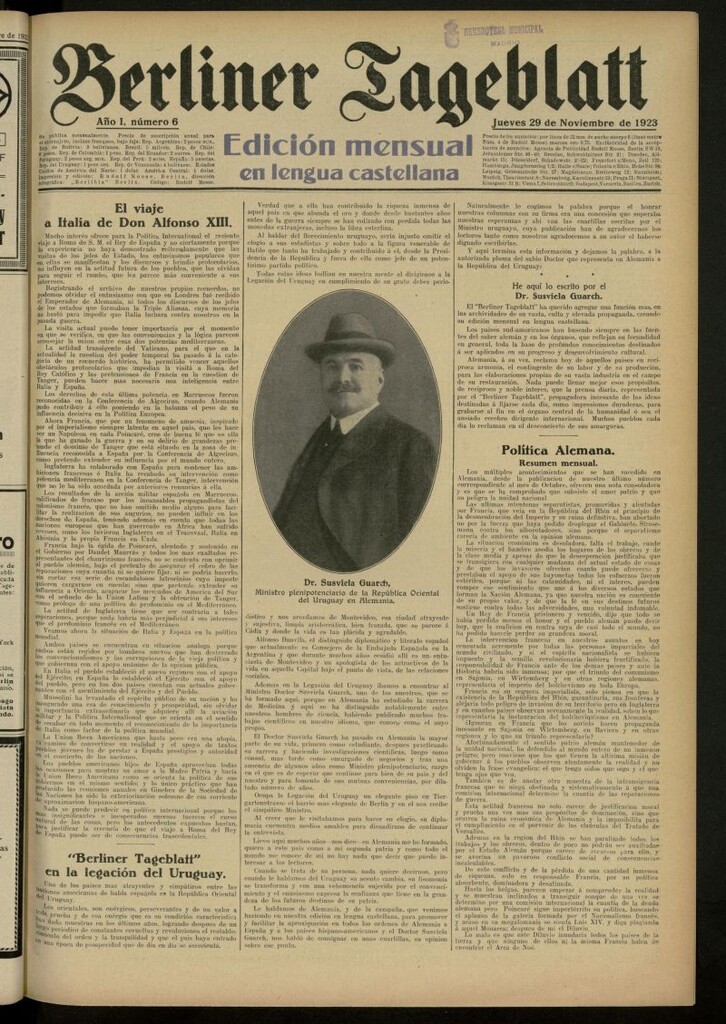 Miniatura de Berliner Tageblatt: edición mensual en lengua castellana del 29 de noviembre de 1923, nº 6