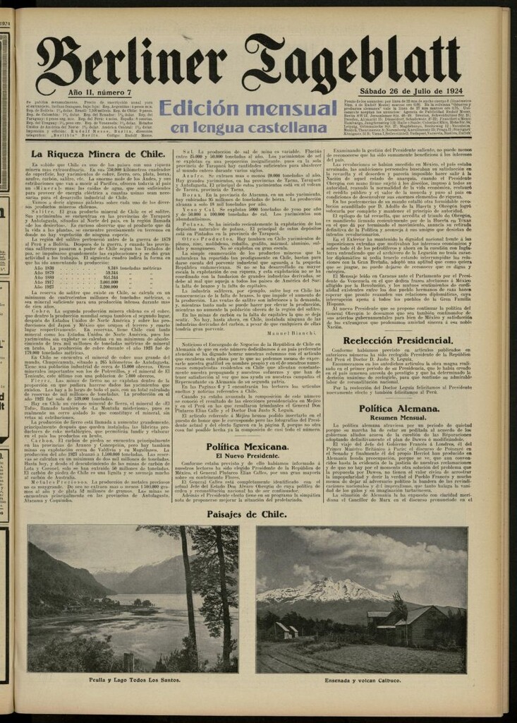 Miniatura de Berliner Tageblatt: edición mensual en lengua castellana del 26 de julio de 1924, nº 7