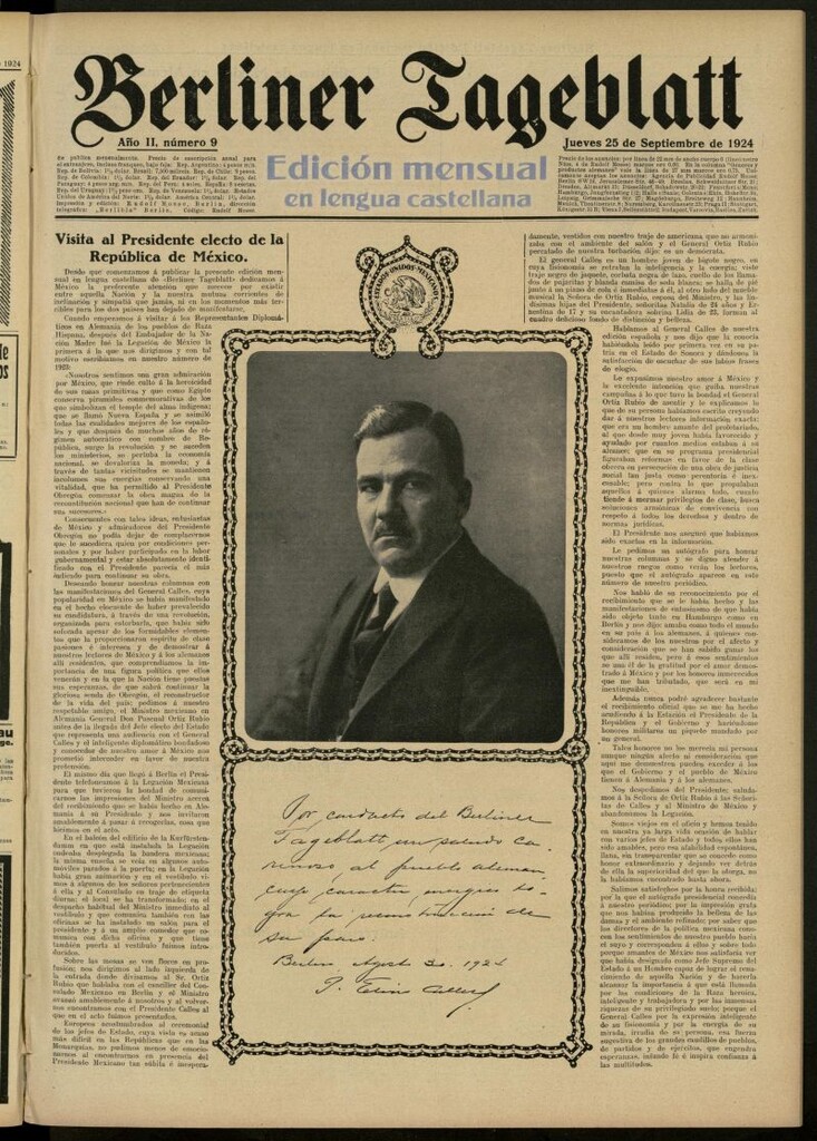Miniatura de Berliner Tageblatt: edición mensual en lengua castellana del 25 de septiembre de 1924, nº 9