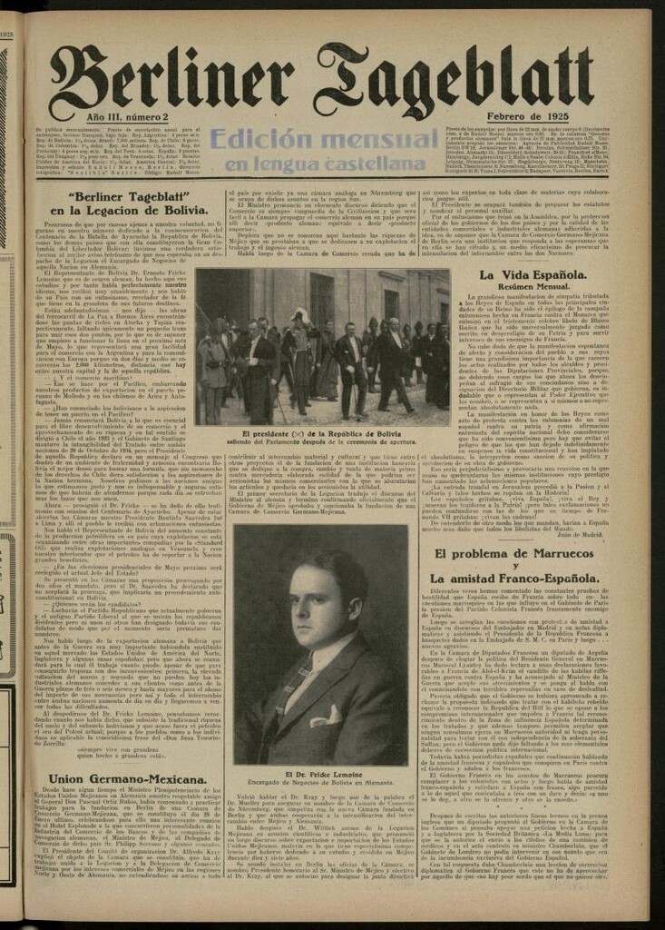 Miniatura de Berliner Tageblatt: edición mensual en lengua castellana de febrero de 1925, nº 2