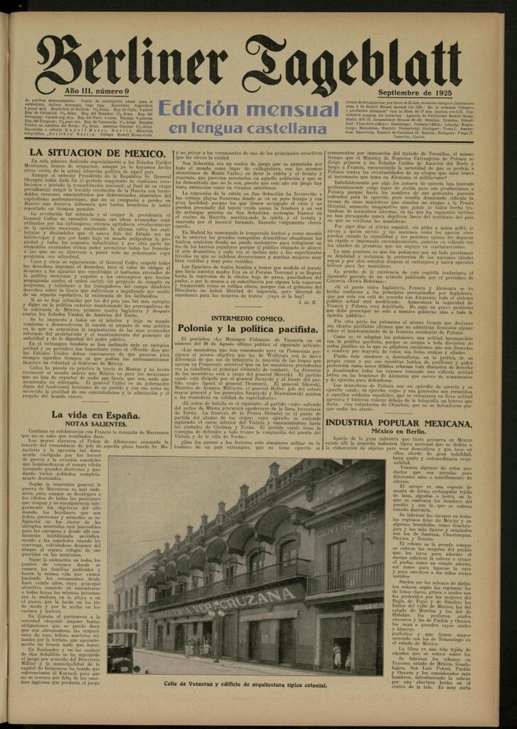 Miniatura de Berliner Tageblatt: edición mensual en lengua castellana de septiembre de 1925, nº 9