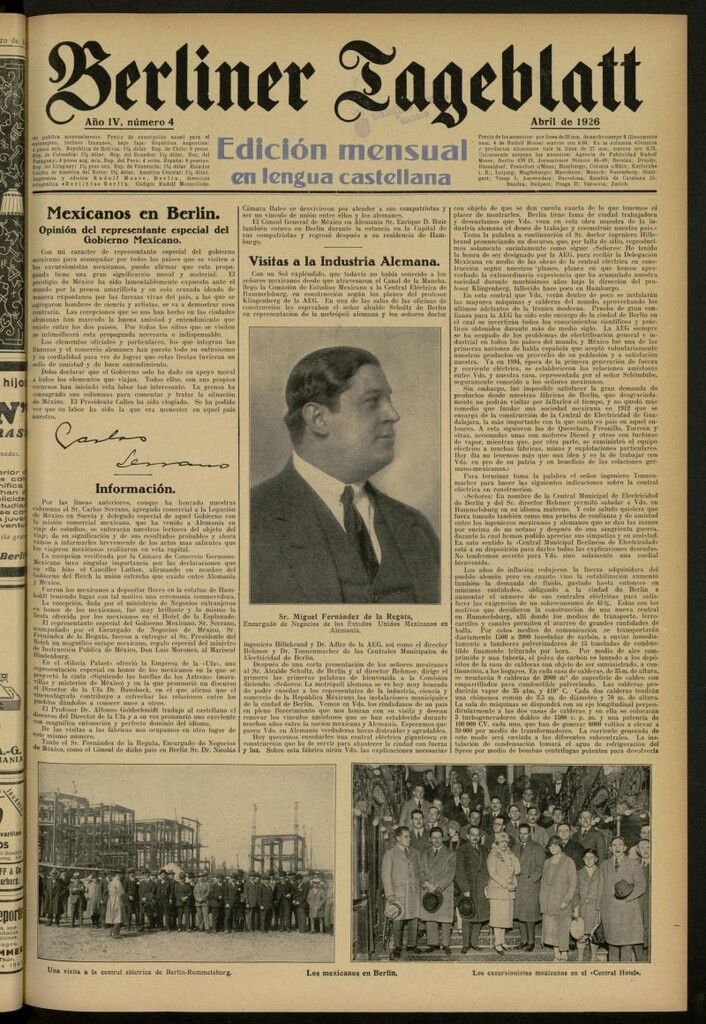 Miniatura de Berliner Tageblatt: edición mensual en lengua castellana de abril de 1926, nº 4