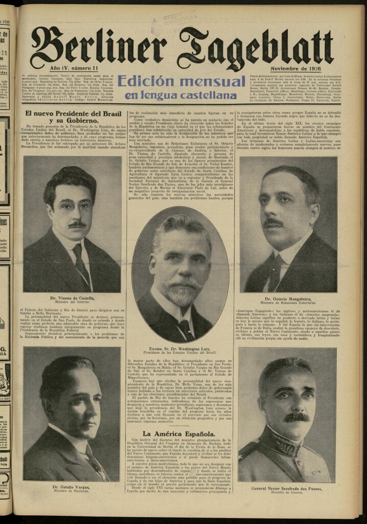 Miniatura de Berliner Tageblatt: edición mensual en lengua castellana de noviembre de 1926, nº 11