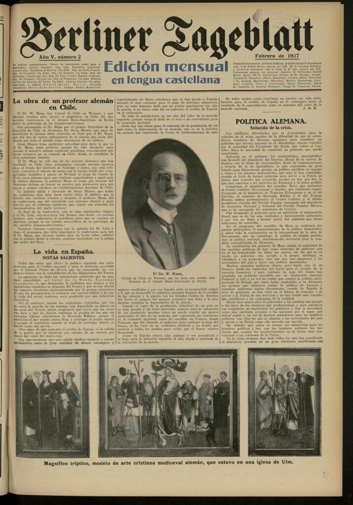 Miniatura de Berliner Tageblatt: edición mensual en lengua castellana de febrero de 1927, nº 2
