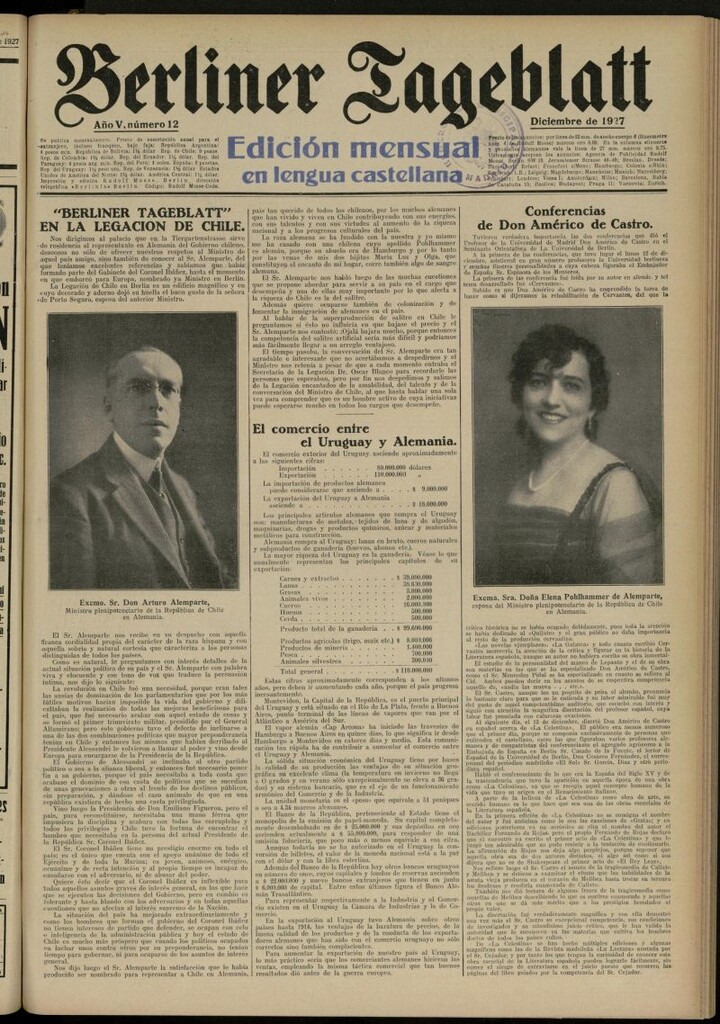 Miniatura de Berliner Tageblatt: edición mensual en lengua castellana de diciembre de 1927, nº 12