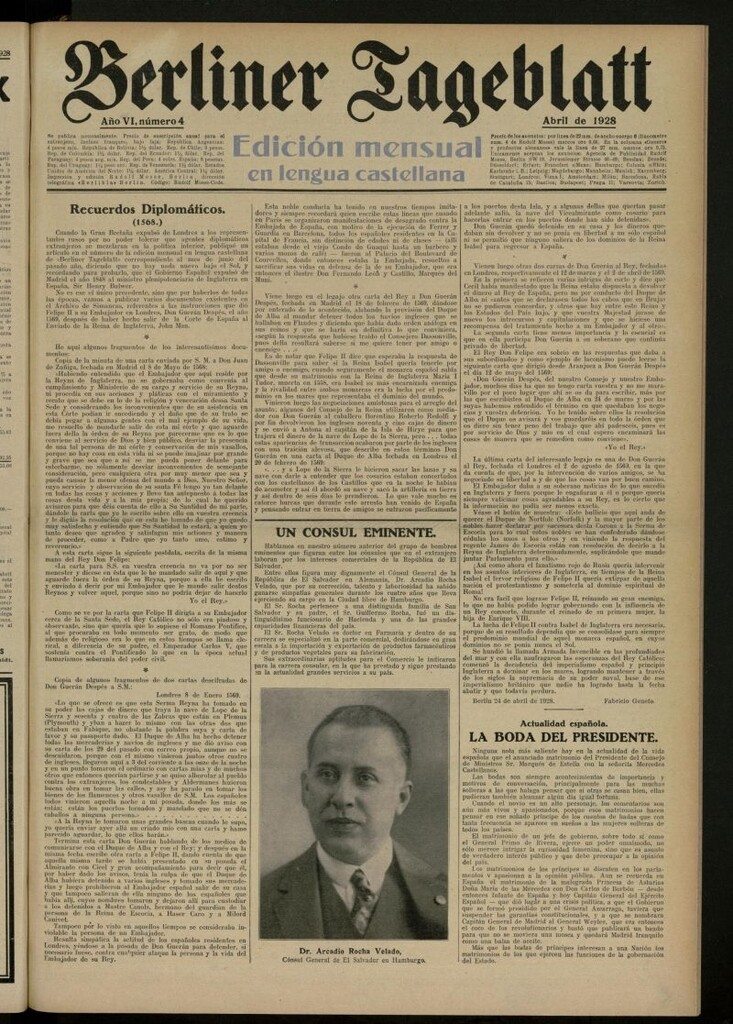 Miniatura de Berliner Tageblatt: edición mensual en lengua castellana de abril de 1928, nº 4