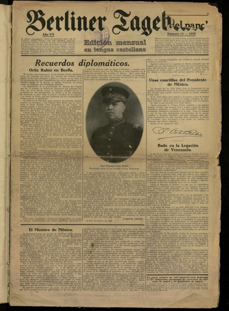 Miniatura de Berliner Tageblatt: edición mensual en lengua castellana de noviembre de 1929, nº 11