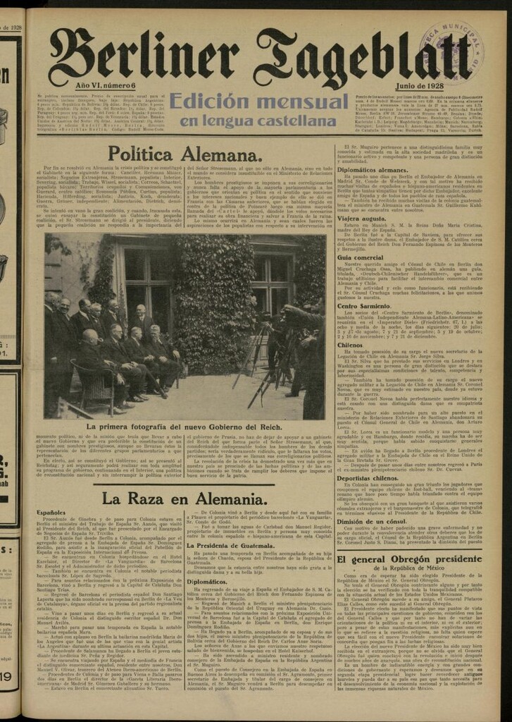 Miniatura de Berliner Tageblatt: edición mensual en lengua castellana de junio de 1928, nº 6