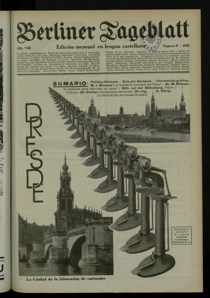 Miniatura de Berliner Tageblatt: edición mensual en lengua castellana de septiembre de 1930, nº 9