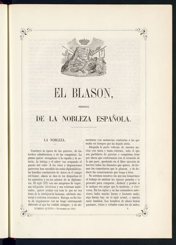 Miniatura de El Blasón: periódico de la nobleza española de noviembre de 1853, nº 5