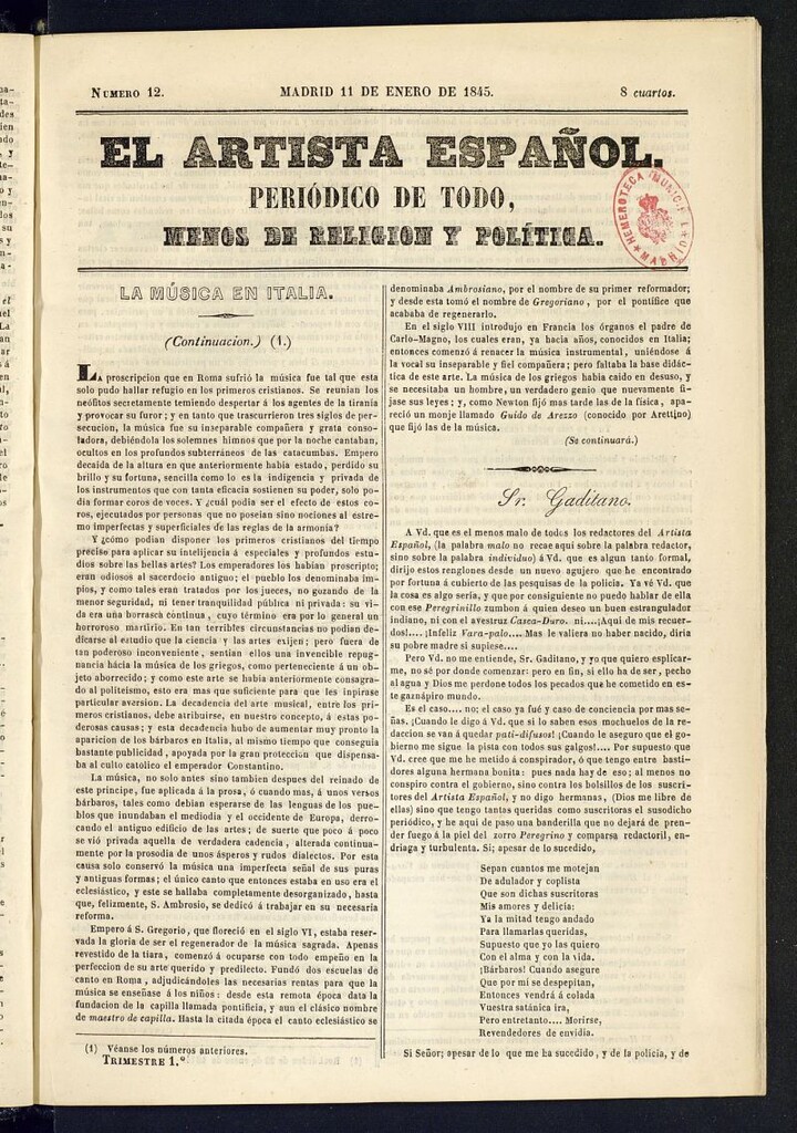 Miniatura de El Artista Español del 11 de enero de 1845, nº 12