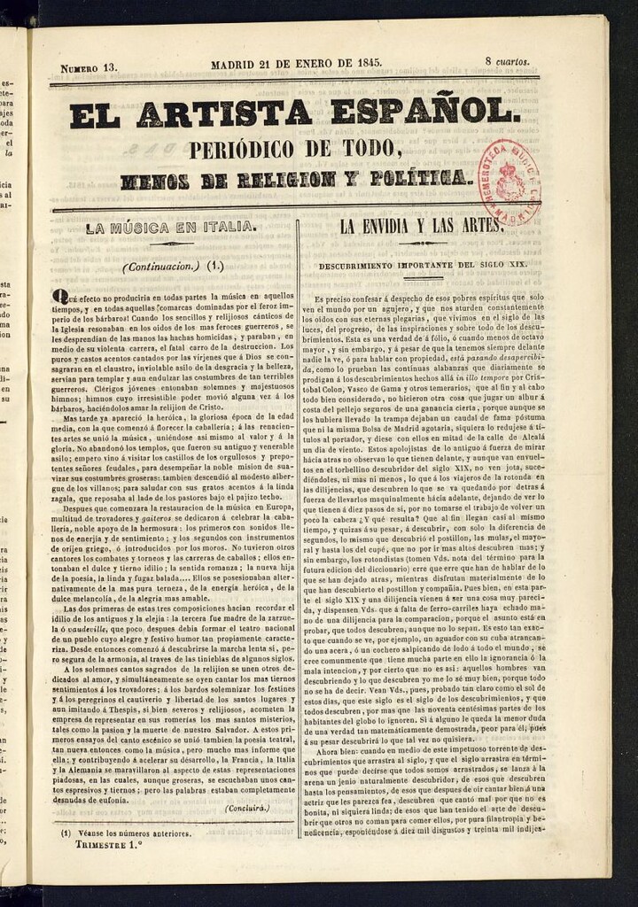 Miniatura de El Artista Español del 21 de enero de 1845, nº 13