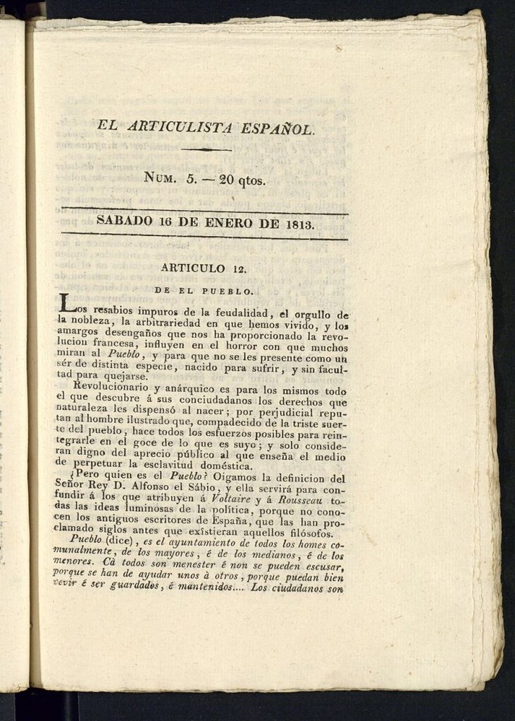 Miniatura de El Articulista Español del 16 de enero de 1813, nº 5