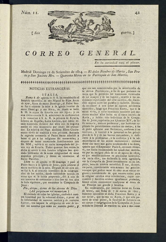 Miniatura de Correo General del 11 de septiembre de 1814, nº 11