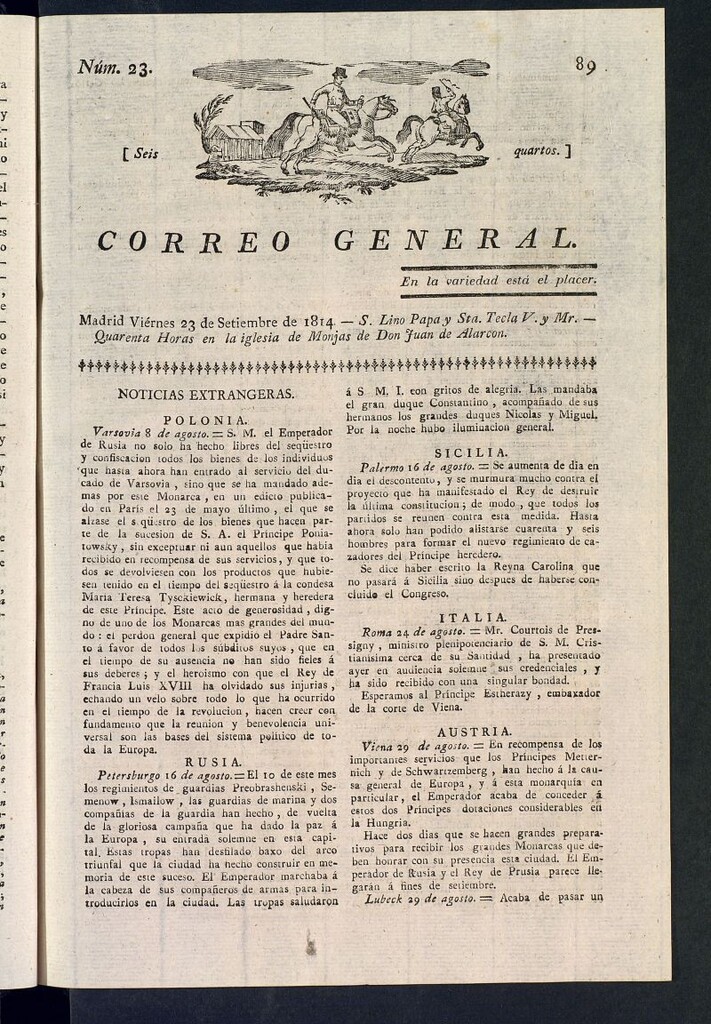 Miniatura de Correo General del 23 de septiembre de 1814, nº 23