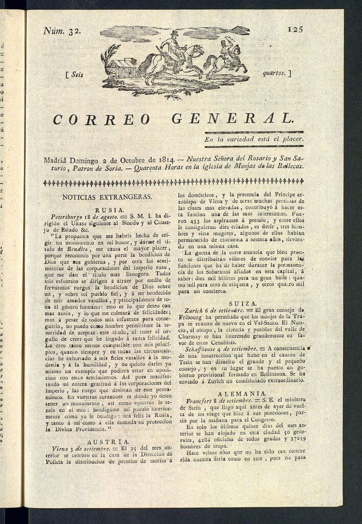 Miniatura de Correo General del 2 de octubre de 1814, nº 32