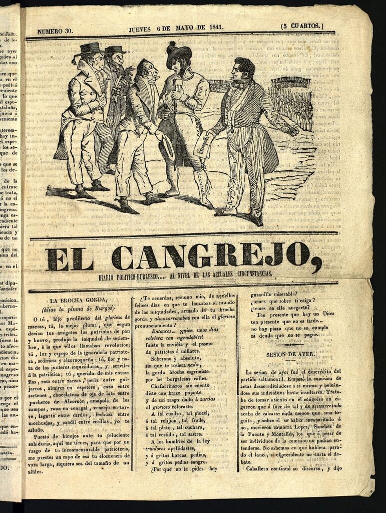 Miniatura de El Cangrejo: diario político burlesco del 6 de mayo de 1841, nº 30