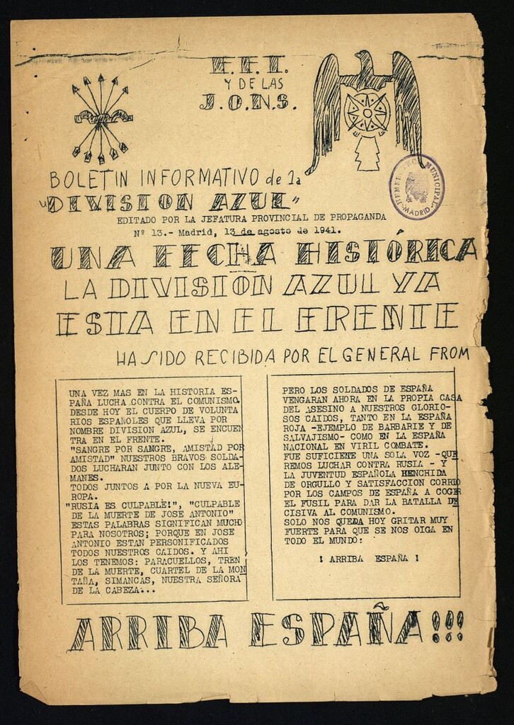 Miniatura de Boletin Informativo de la Division Azul del 13 de agosto de 1941, nº 13