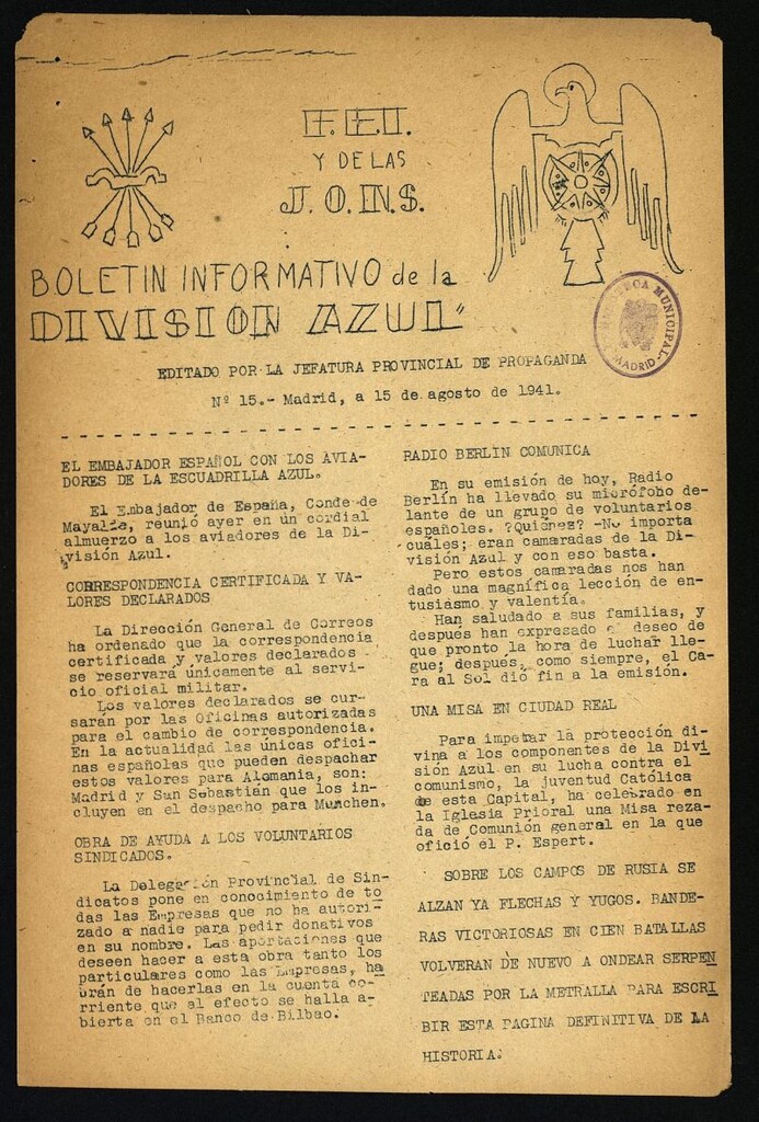 Miniatura de Boletin Informativo de la Division Azul del 15 de agosto de 1941, nº 15
